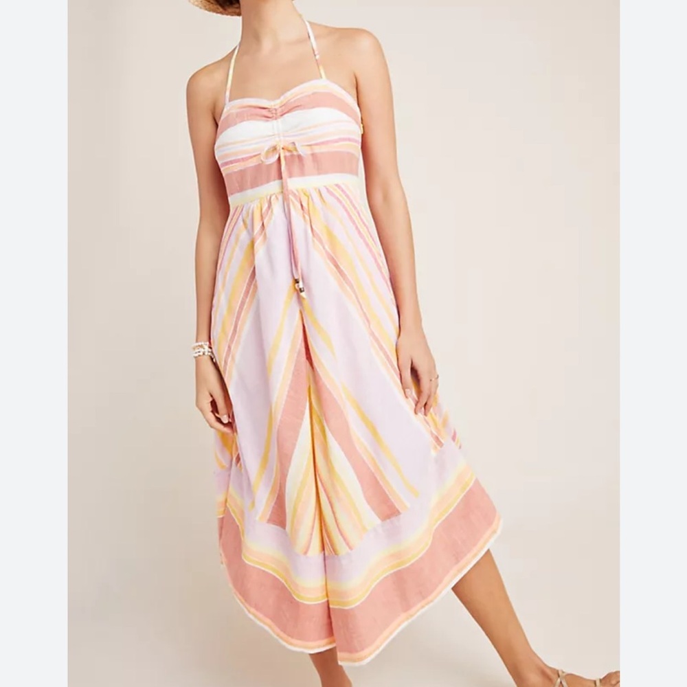 Anthropologie Savannah halter dress in summer washed colors, 12. - Picture 1 of 7